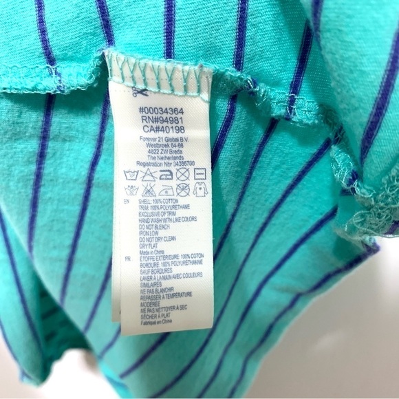 Forever 21 Blue & Purple Short Sleeve Stripe Summer Dress Sundress Size Small - Picture 3 of 7